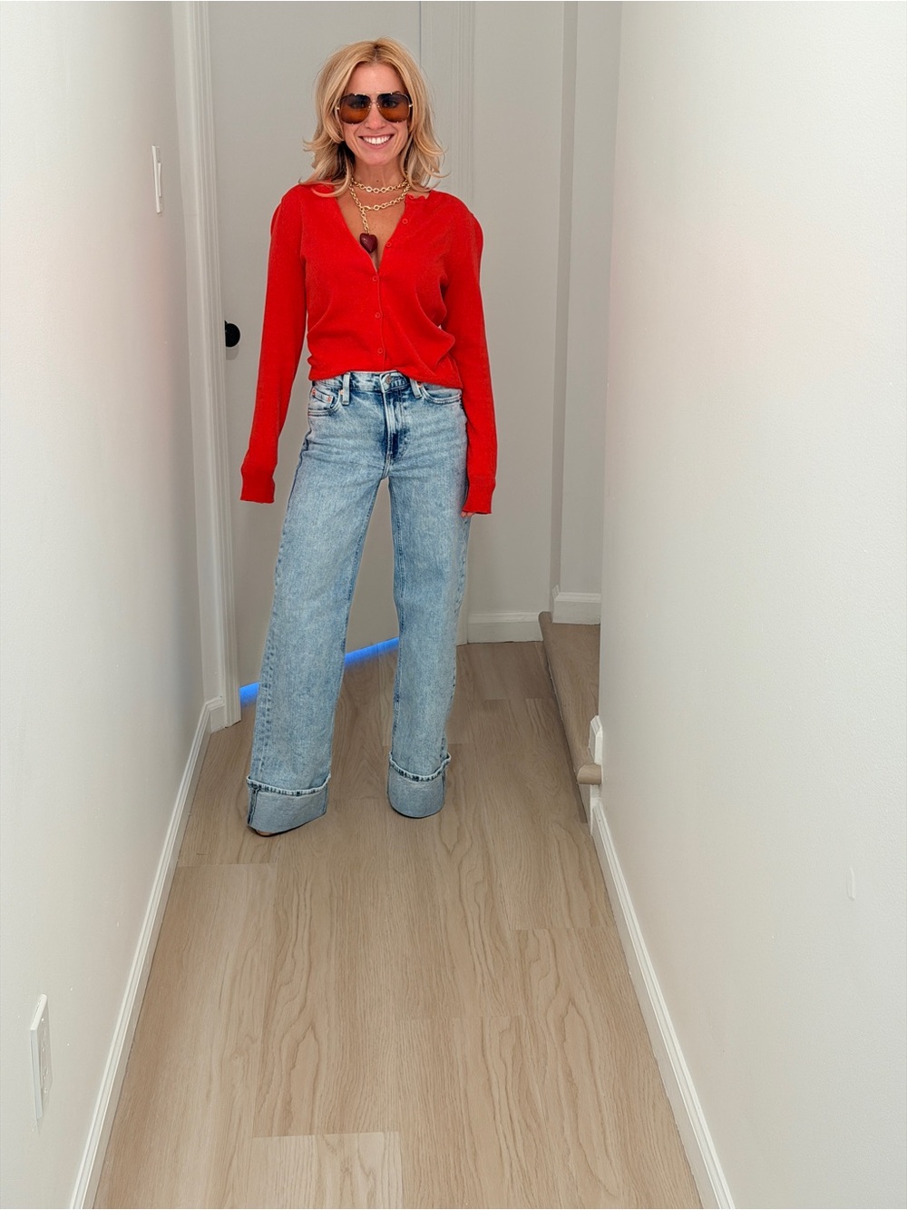 GAP Red Button-Up Cardigan Sweater
